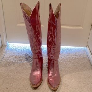 PINK shiny Cowboy/Cowgirl boots! Excellent condition. Worn once. Comfortable!